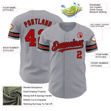 Load image into Gallery viewer, Custom Gray Red-Black Authentic Baseball Jersey