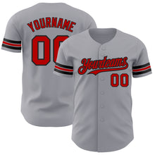 Load image into Gallery viewer, Custom Gray Red-Black Authentic Baseball Jersey