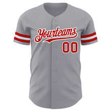 Load image into Gallery viewer, Custom Gray Red-White Authentic Baseball Jersey