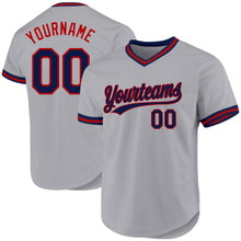 Load image into Gallery viewer, Custom Gray Navy-Red Authentic Throwback Baseball Jersey