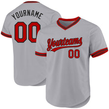 Load image into Gallery viewer, Custom Gray Red-Black Authentic Throwback Baseball Jersey