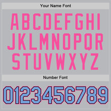 Load image into Gallery viewer, Custom Gray Light Blue Black-Pink Authentic Throwback Baseball Jersey