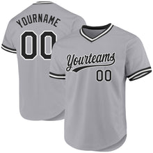 Load image into Gallery viewer, Custom Gray Black-White Authentic Throwback Baseball Jersey