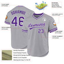 Load image into Gallery viewer, Custom Gray Purple-White Authentic Throwback Baseball Jersey