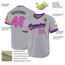 Load image into Gallery viewer, Custom Gray Pink Purple-Black Authentic Throwback Baseball Jersey