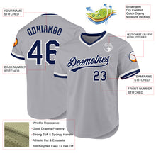 Load image into Gallery viewer, Custom Gray Navy-White Authentic Throwback Baseball Jersey