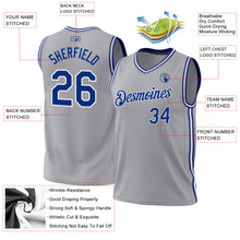 Load image into Gallery viewer, Custom Gray Royal-White Authentic Throwback Basketball Jersey