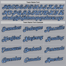 Load image into Gallery viewer, Custom Gray Light Blue-Black Authentic Throwback Basketball Jersey