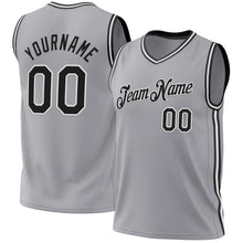 Load image into Gallery viewer, Custom Gray Black-White Authentic Throwback Basketball Jersey