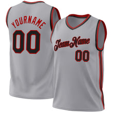 Load image into Gallery viewer, Custom Gray Black-Red Authentic Throwback Basketball Jersey