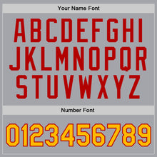 Load image into Gallery viewer, Custom Gray Gold-Red Authentic Throwback Basketball Jersey