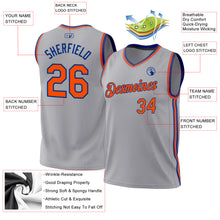 Load image into Gallery viewer, Custom Gray Orange-Royal Authentic Throwback Basketball Jersey