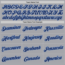 Load image into Gallery viewer, Custom Gray Navy-Light Blue Authentic Throwback Basketball Jersey