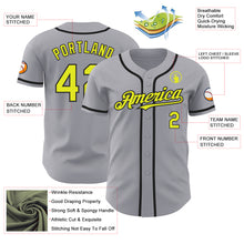 Load image into Gallery viewer, Custom Gray Neon Yellow-Black Authentic Baseball Jersey