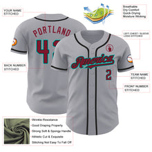 Load image into Gallery viewer, Custom Gray Crimson Black-Aqua Authentic Baseball Jersey