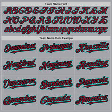 Load image into Gallery viewer, Custom Gray Crimson Black-Aqua Authentic Baseball Jersey