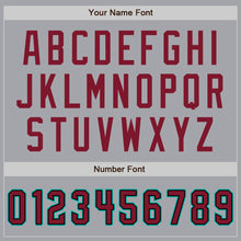 Load image into Gallery viewer, Custom Gray Crimson Black-Aqua Authentic Baseball Jersey