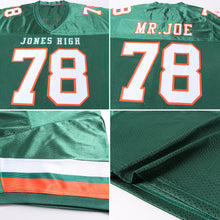 Load image into Gallery viewer, Custom Green White-Orange Mesh Authentic Football Jersey