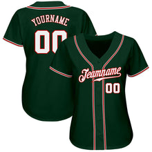 Load image into Gallery viewer, Custom Green White-Red Authentic Baseball Jersey