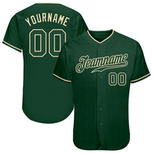 Load image into Gallery viewer, Custom Green Green-Cream Authentic Baseball Jersey