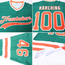 Load image into Gallery viewer, Custom Green Orange-White Hockey Jersey