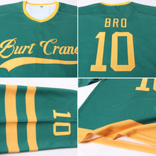 Load image into Gallery viewer, Custom Green Gold Hockey Jersey