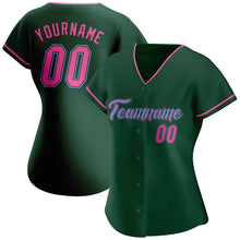 Load image into Gallery viewer, Custom Green Pink-Light Blue Authentic Baseball Jersey