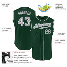Load image into Gallery viewer, Custom Green Gray-White Authentic Sleeveless Baseball Jersey