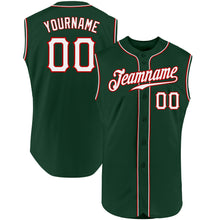 Load image into Gallery viewer, Custom Green White-Red Authentic Sleeveless Baseball Jersey