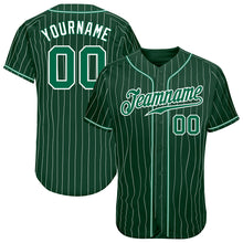 Load image into Gallery viewer, Custom Green White Pinstripe Kelly Green-White Authentic Baseball Jersey