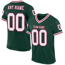 Load image into Gallery viewer, Custom Green White-Red Mesh Authentic Throwback Football Jersey