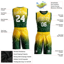 Load image into Gallery viewer, Custom Green White-Gold Round Neck Sublimation Basketball Suit Jersey