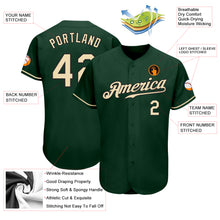 Load image into Gallery viewer, Custom Green Cream-Black Authentic Baseball Jersey