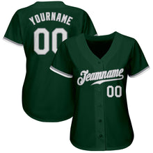Load image into Gallery viewer, Custom Green White-Gray Authentic Baseball Jersey
