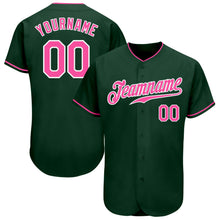 Load image into Gallery viewer, Custom Green Pink-White Authentic Baseball Jersey