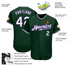 Load image into Gallery viewer, Custom Green White-Purple Authentic Baseball Jersey