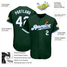 Load image into Gallery viewer, Custom Green White-Light Blue Authentic Baseball Jersey