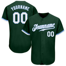 Load image into Gallery viewer, Custom Green White-Light Blue Authentic Baseball Jersey