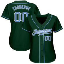 Load image into Gallery viewer, Custom Green Light Blue-White Authentic Baseball Jersey