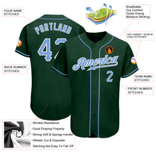 Load image into Gallery viewer, Custom Green Light Blue-White Authentic Baseball Jersey