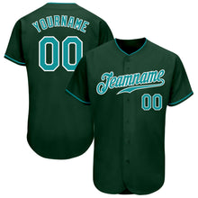 Load image into Gallery viewer, Custom Green Teal-White Authentic Baseball Jersey
