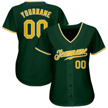 Load image into Gallery viewer, Custom Green Gold-White Authentic Baseball Jersey