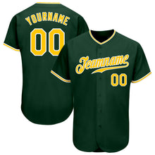 Load image into Gallery viewer, Custom Green Gold-White Authentic Baseball Jersey