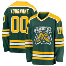 Load image into Gallery viewer, Custom Green Gold-White Hockey Jersey