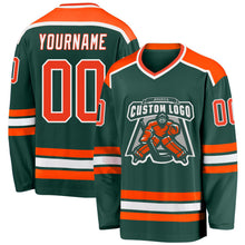 Load image into Gallery viewer, Custom Green Orange-White Hockey Jersey