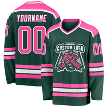 Load image into Gallery viewer, Custom Green Pink-White Hockey Jersey
