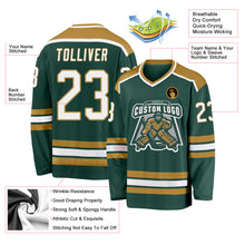 Load image into Gallery viewer, Custom Green White-Old Gold Hockey Jersey