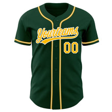 Load image into Gallery viewer, Custom Green Gold-White Authentic Baseball Jersey
