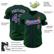 Load image into Gallery viewer, Custom Green Purple-White Authentic Baseball Jersey