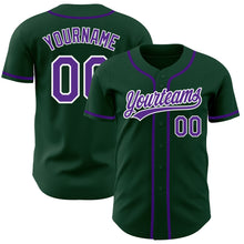 Load image into Gallery viewer, Custom Green Purple-White Authentic Baseball Jersey
